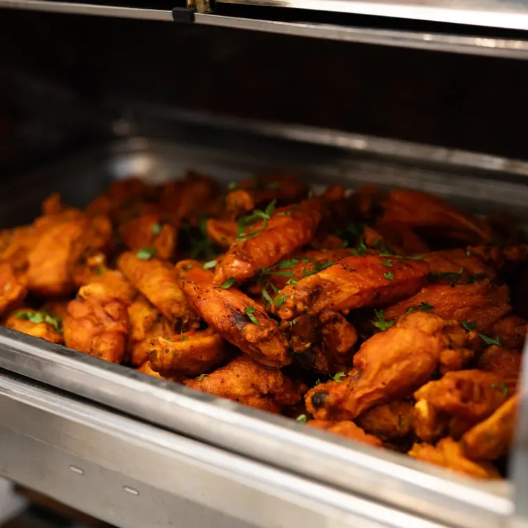 A tray of crispy chicken wings